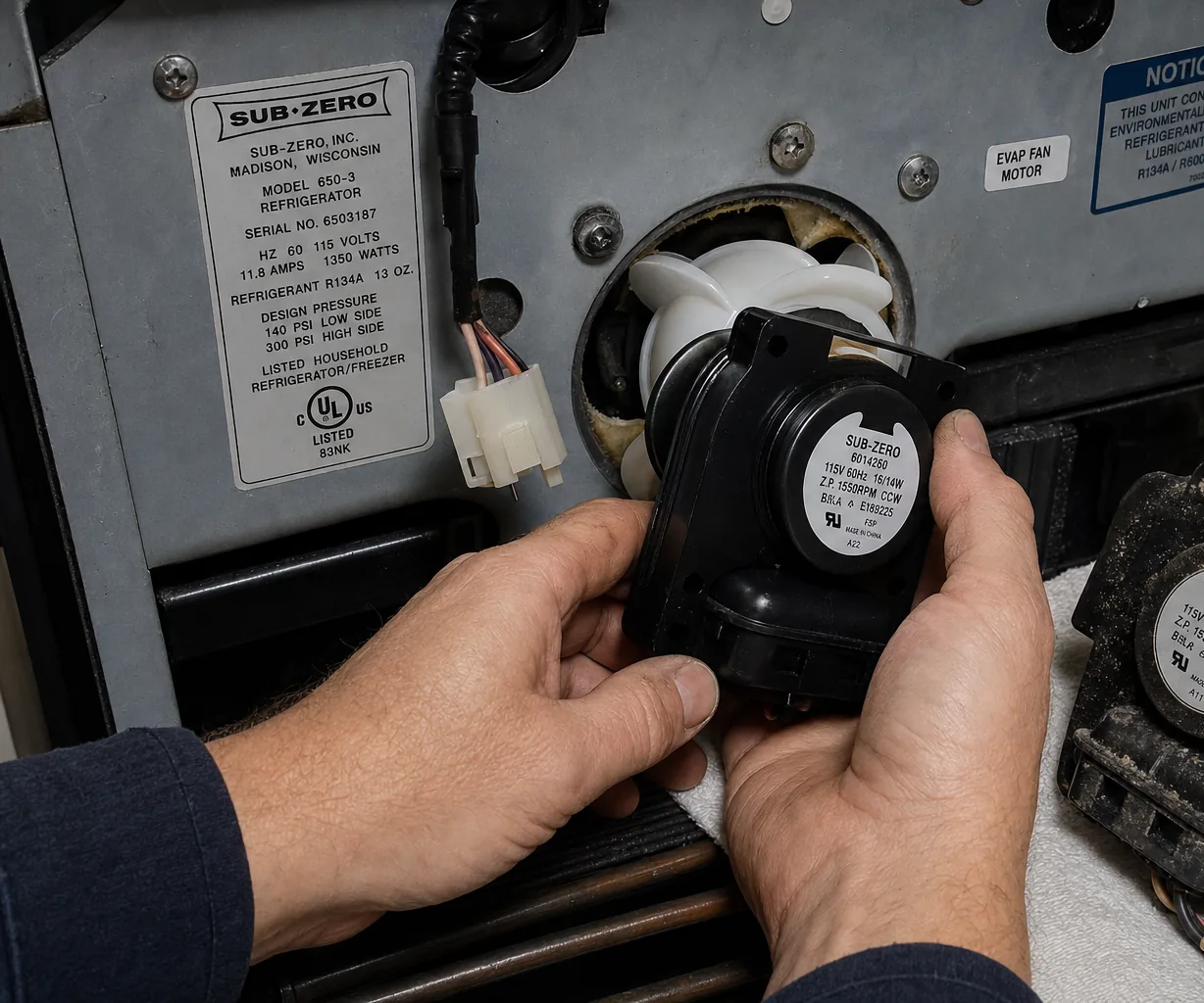 Close-up of an OEM appliance part replacement